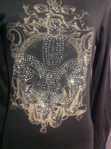 Romeo & Juliet Couture grau Langarm lässig Baumwolle verziert Top Reg M - Bild 6 von 6