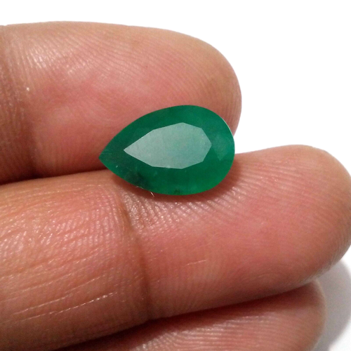 Piedra preciosa suelta con forma de pera facetada esmeralda zambiana de calidad atractiva A+ 4,80 quilates - Imagen 3 de 9