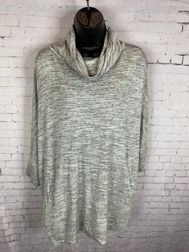 Loft Lounge Cowl Neck Sweater Large Women's Variegated Gray Soft Relaxed Fit C88 - 第 1/9 張圖片
