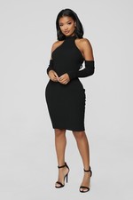 Fashion Nova The Realest Ribbed Knit Midi Dress in Black size XS