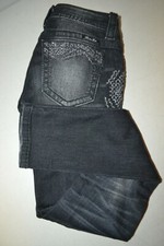 Miss Me Women's Signature Skinny Embellished Black Denim Jeans Sz 26x31