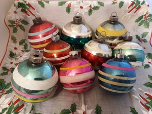 Vtg Shiny Brite Old Christmas Tree Ornaments Pink Mercury Glass Classic Stripe Ebay