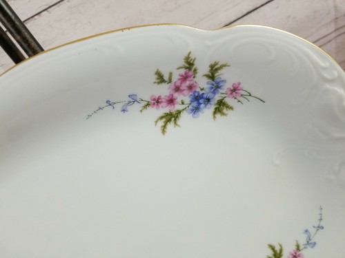 Wawel China Rose Garden Piatto Orlo Oro Made in Poland Vintage Ovale 13X9 - Foto 2 di 12