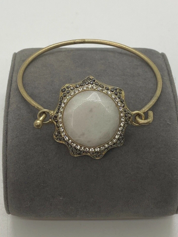 Robert Rose Hematite Tone White Stone and Mix Crystal Womens Bracelet Gold Tone - Image 3 of 4