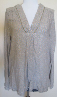 Promod long sleeve green print pullover blouse Medium ~ NICE