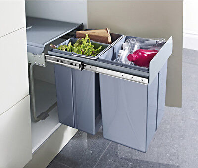 40 LTR with front fixing brackets JC-601 REJS RECYCLE BIN PULL OUT SOFT CLOSE KITCHEN WASTE BIN 400MM 