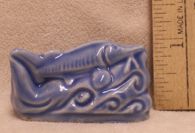 Wade England Red Rose Tea Sturgeon Fish Ceramic Figurine Blue 2'' X 1''