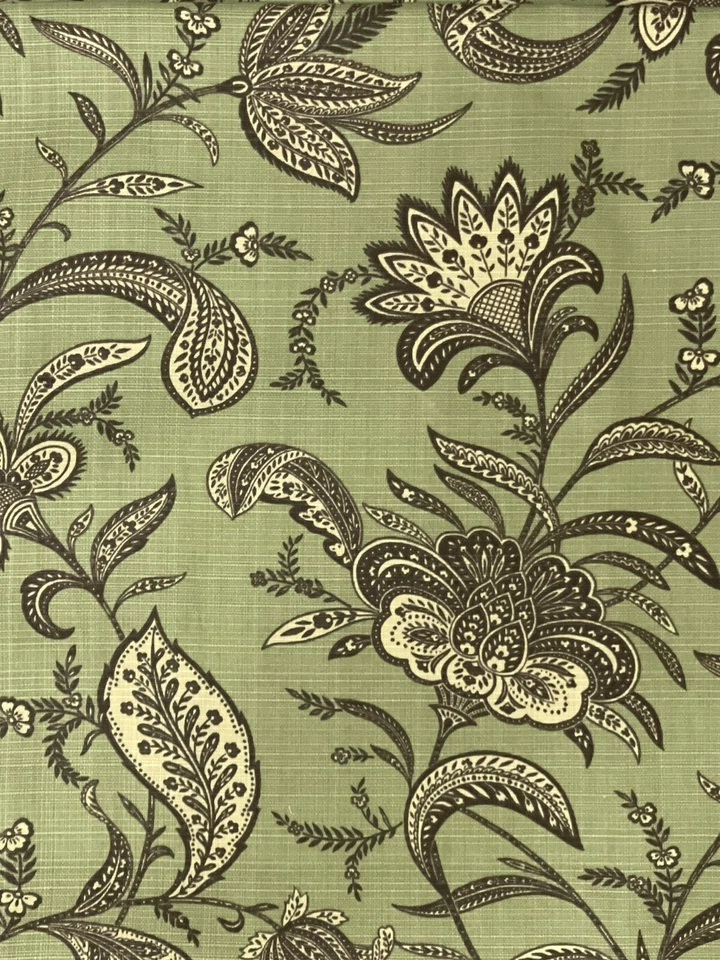4 Yardas Waverly Sun N Sombra Verde Crema Marrón Taupe Grande Estampado Jacobino Paisley Foto 2 de 4