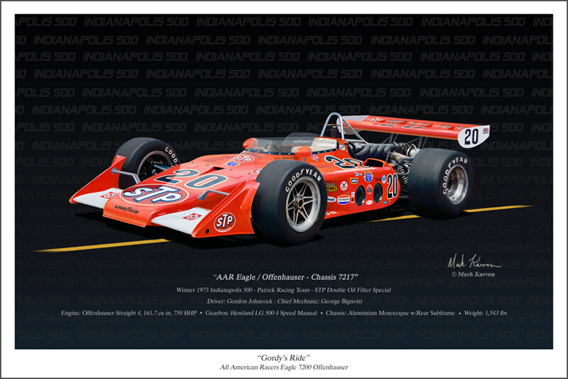 Gordon Johncock AAR Eagle 1973 Indy 500 Automotive Art Print - 16