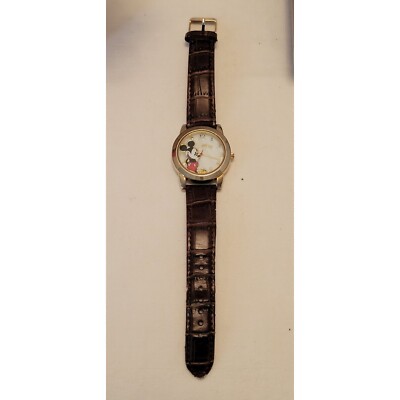 Disney LE Mickey Mouse Leather Watch by Accutime Disney Accutime Cute Mickey Mouse Face Wrist Watch Black  main image 3