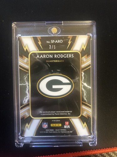 2020 Select Prizm Green Sparks -Aaron Rodgers #SP-ARO /5 patch Green Bay Packers - Picture 2 of 12