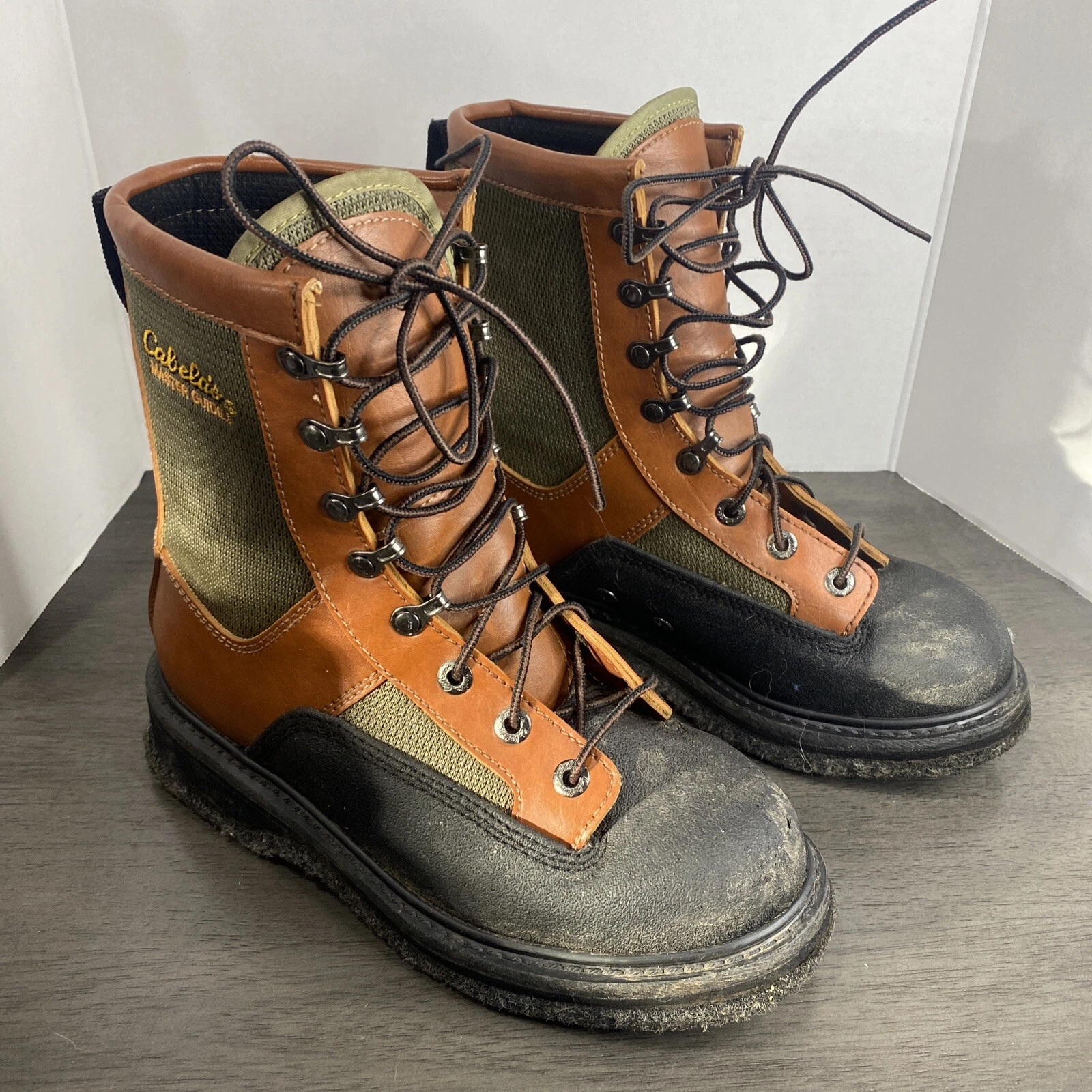 Cabela’s Mens Master Guide Felt Bottoms Tubing Fishing Wading Boots Size US 8