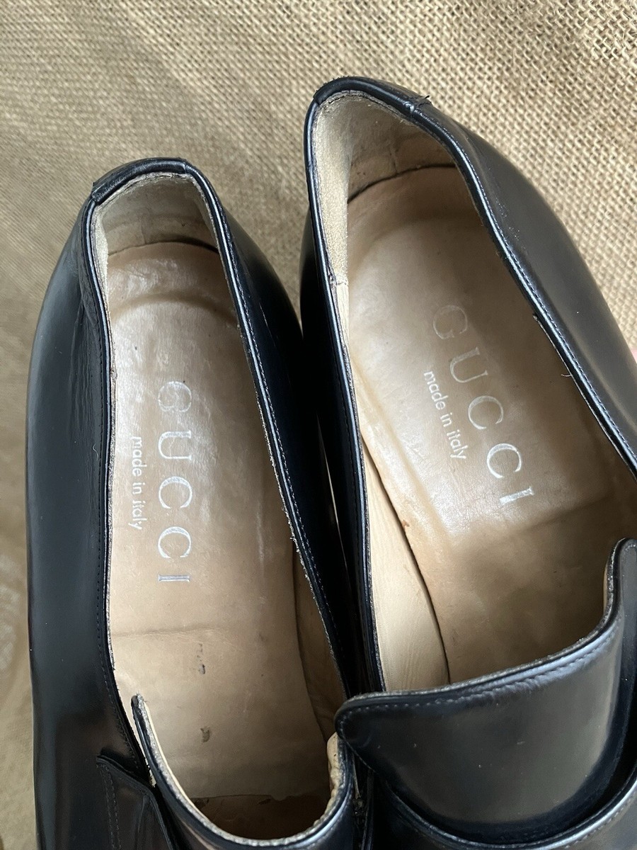 Gucci Black Leather Slip-On Loafers 43.5 US 10.5 E Gucci Mens Black Leather Slip on Loafers Size US 10.5 || EU  main image 3