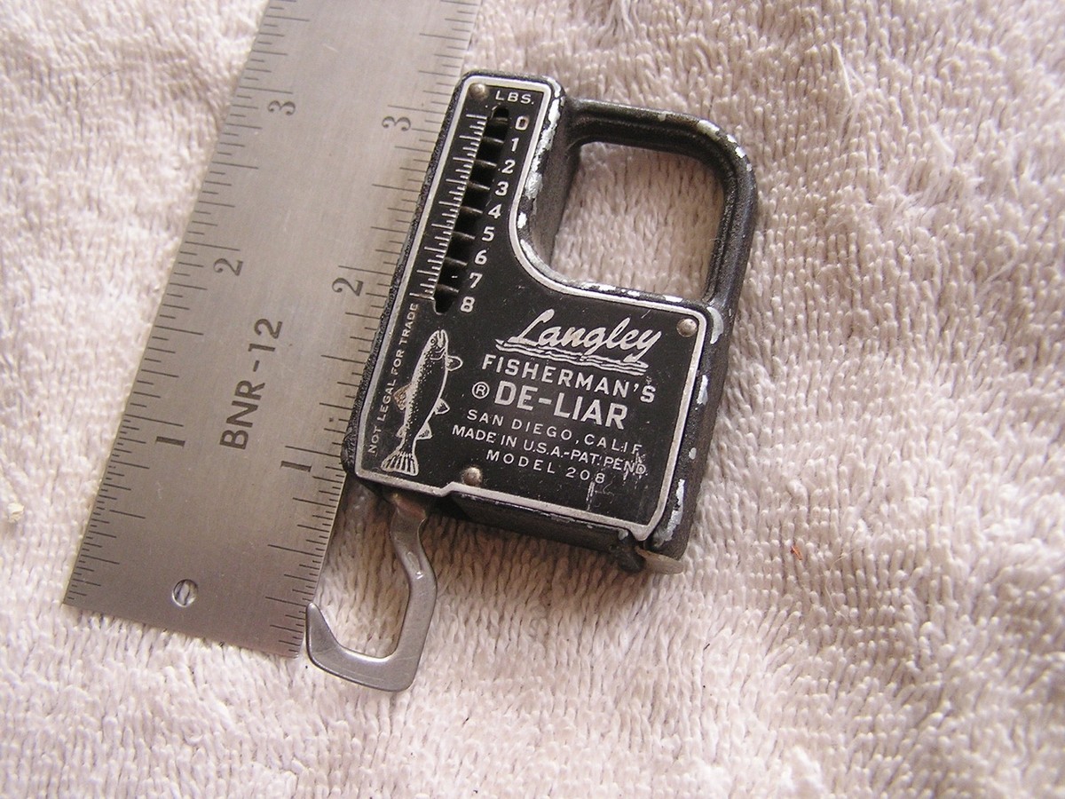 Vintage Langley Fisherman's De-Liar 8 LB Fishing Scale and Measuring