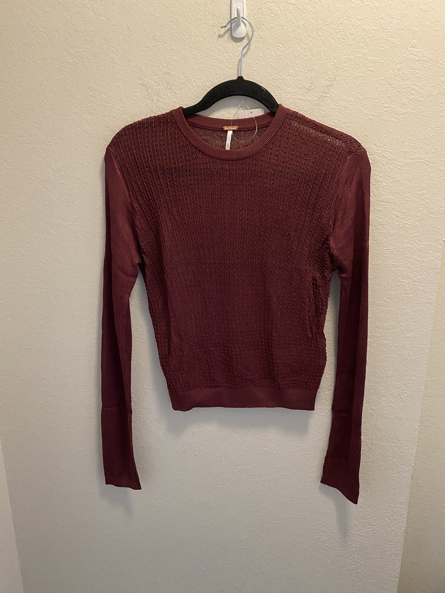 フリーピープル Free People H20 Crew Pullover レディース Sweaters Raw Garnet Free People H20 Crew Pullover in Raw Garnet Size Medium NEW
