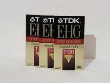 Lot of 3 TDK E-HG Extra High Grade T-120 Video Cassette Tapes EHG