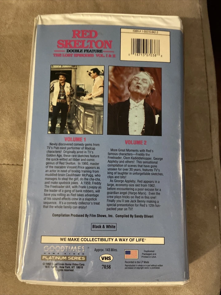 Red Skeleton the Lost Episodes Vol 1 & 2 VHS Movie Double Feature -Clamshell B&W - Image 2 of 4