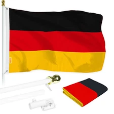 G128 6ft White Aluminum Flagpole & Germany Brass Grommets Printed 3x5ft