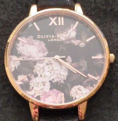 Olivia Burton London Floral Face Gold Case Black Leather  display picture 3