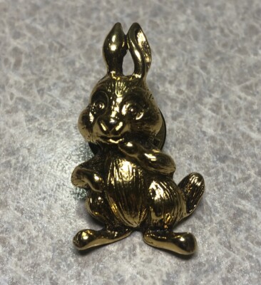 Vintage Signed Camco Gold Tone Bunny Rabbit Easter Adorable Petite Lapel Pin