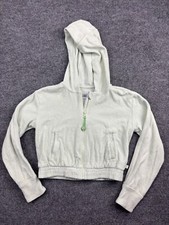 Athleta Girl Surf And Sand Full Zip Jacket Girls M 8-10 Light Green Terry Hoodie