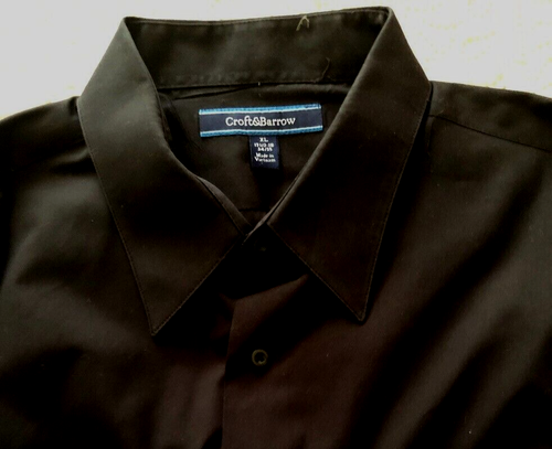 Croft and Barrow long sleeve black cotton poly XL 17.5 x 34/35" men dress shirt - Picture 3 of 3