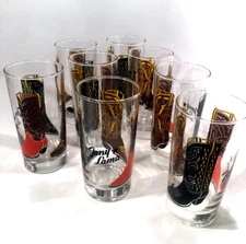 New Tony Lama Drinking Tea Bar Clear Glass Cowboy Boots 5.5" Vintage Advertising