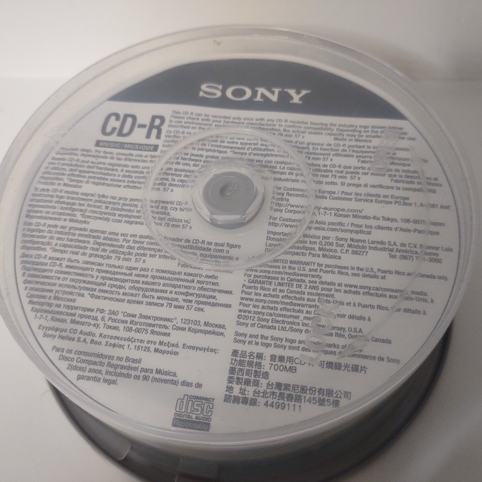 SONY Blank Music CDR Compact Disc Digital Audio Recordable 80 Minute