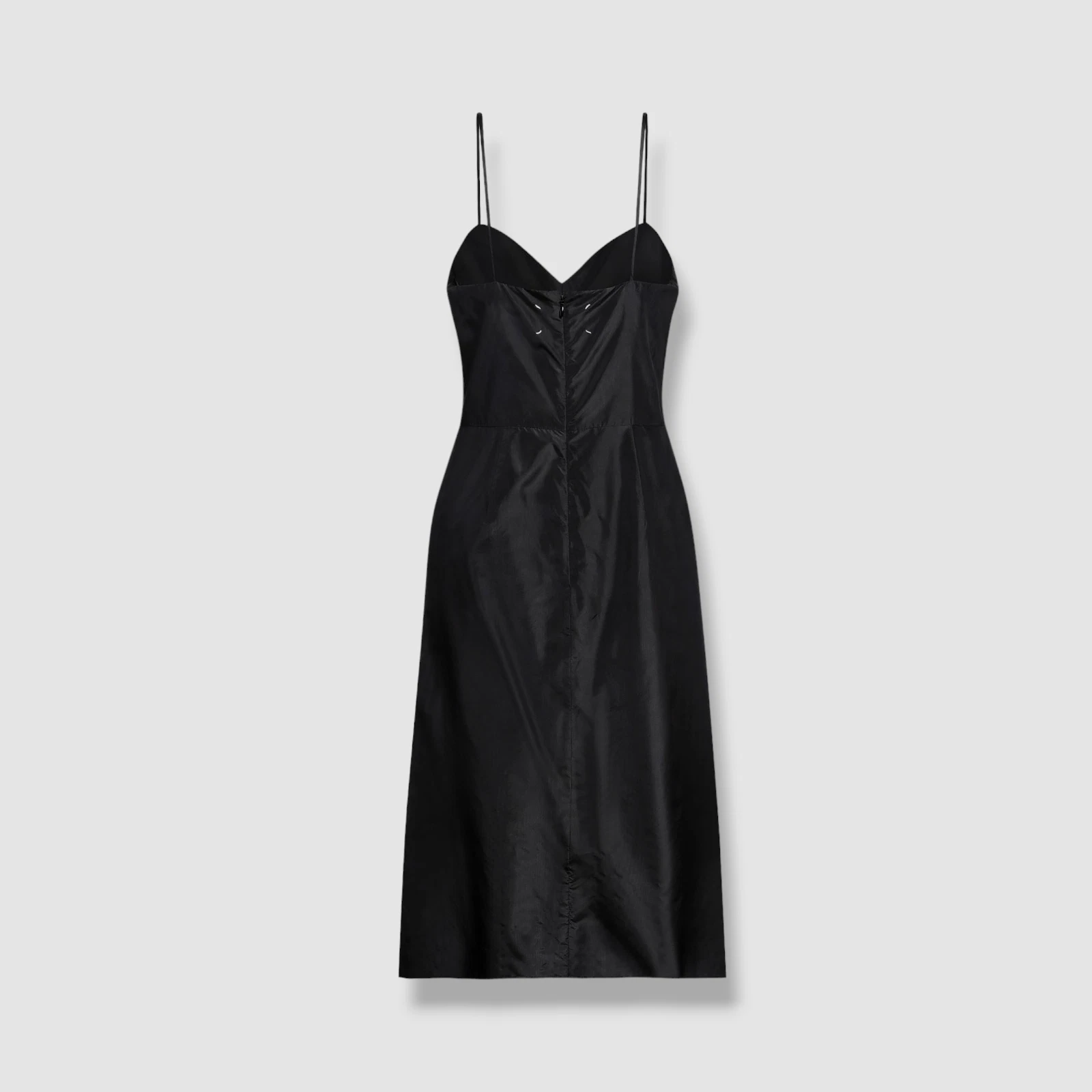 Abito midi Maison Margiela da donna nero seta raccolto fiocco $3111 taglia 38