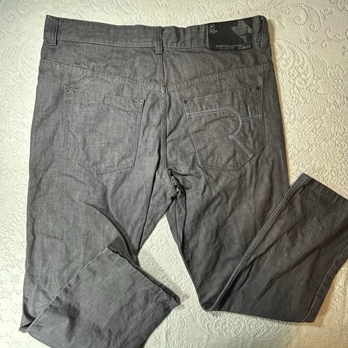 Rocawear Jeans Men's W40 Charcoal Denim Faded Classic Fit Embroidered Pockets - Picture 9 of 12