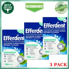 Efferdent Retainer & Denture Cleaner Tablets Minty & Fresh Clean 126 Ct 3 PACK