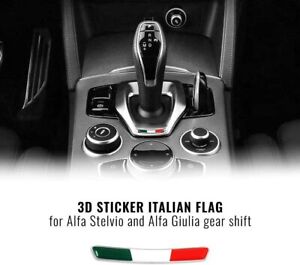 Adesivi 3D Italia per Leva Cambio Alfa Romeo Giulia Stelvio, Set da 2 