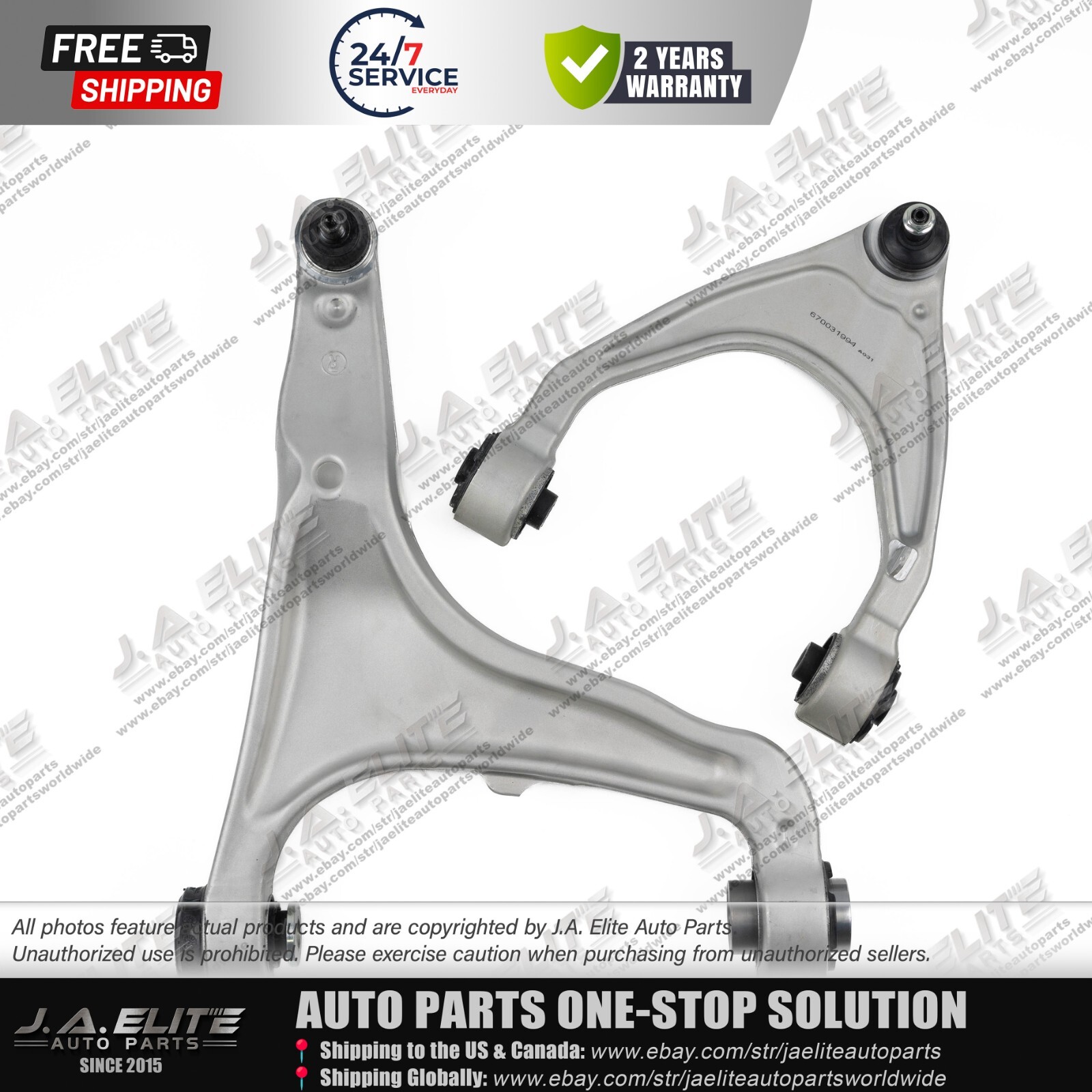 2pcs Front Right Upper & Lower Control Arm fit Maserati Levante (2017+)