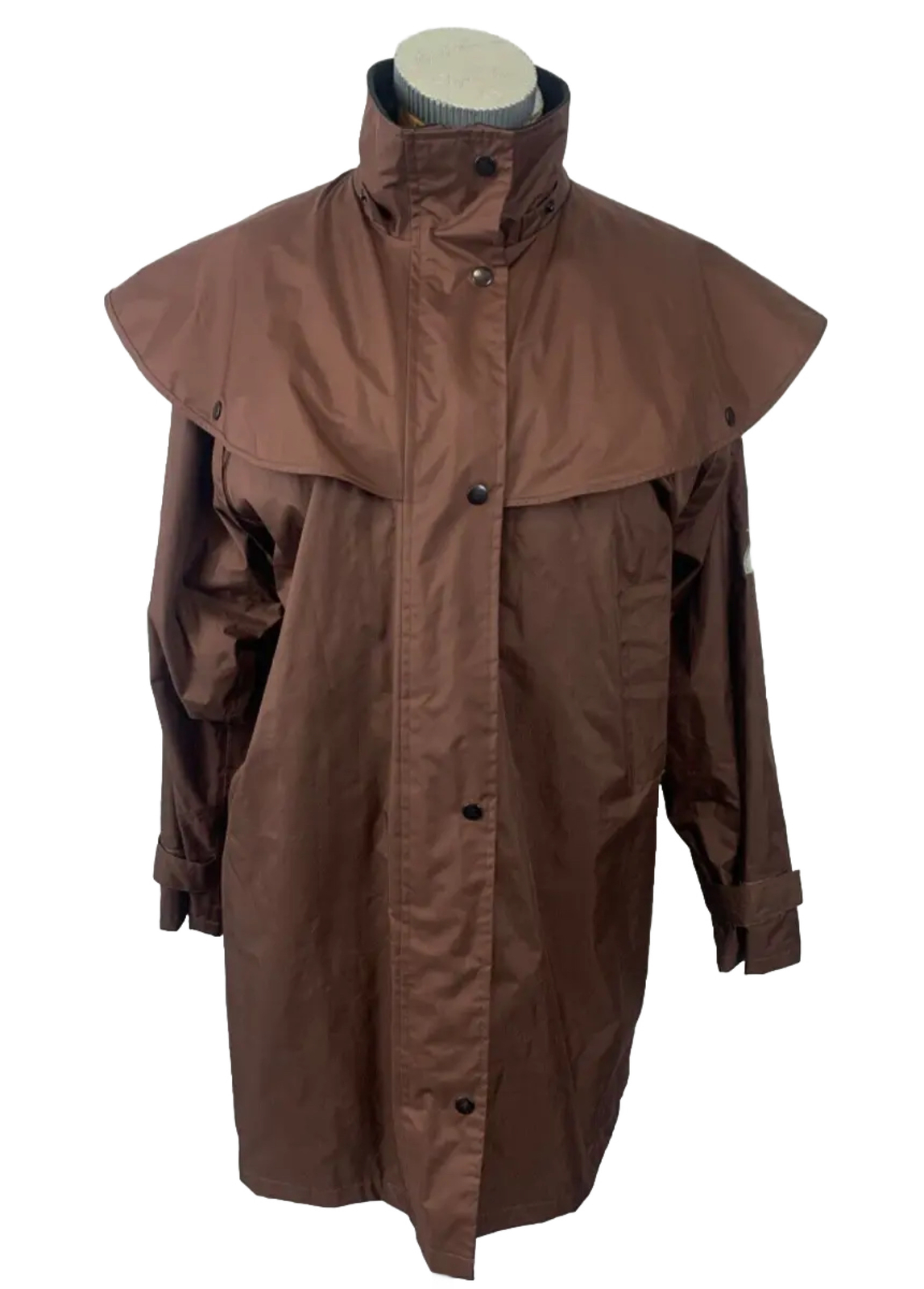JACK MURPHY JACKET 14 BROWN Outdoor Rain Coat Waterproof Plaid Twill Cape Long