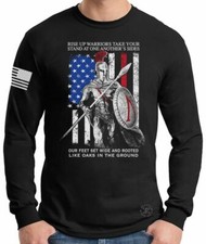 Rise Up Spartan Warriors LONG SLEEVE T-SHIRT  American Flag Tee  2nd 300