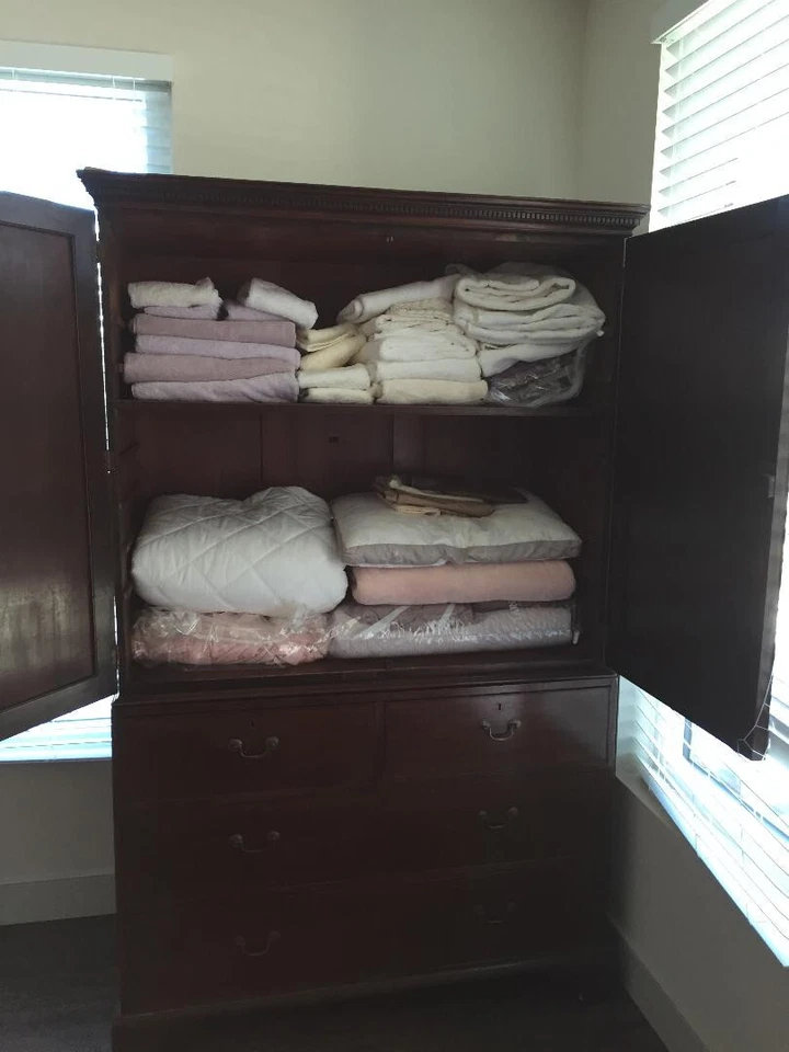 Prensa de lino antigua Chippendale tradicional de 1820, armario, armario Foto 2 de 4