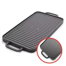 Bobby Flay Cast Iron Griddle Double Burner Reversible with Dual Handles