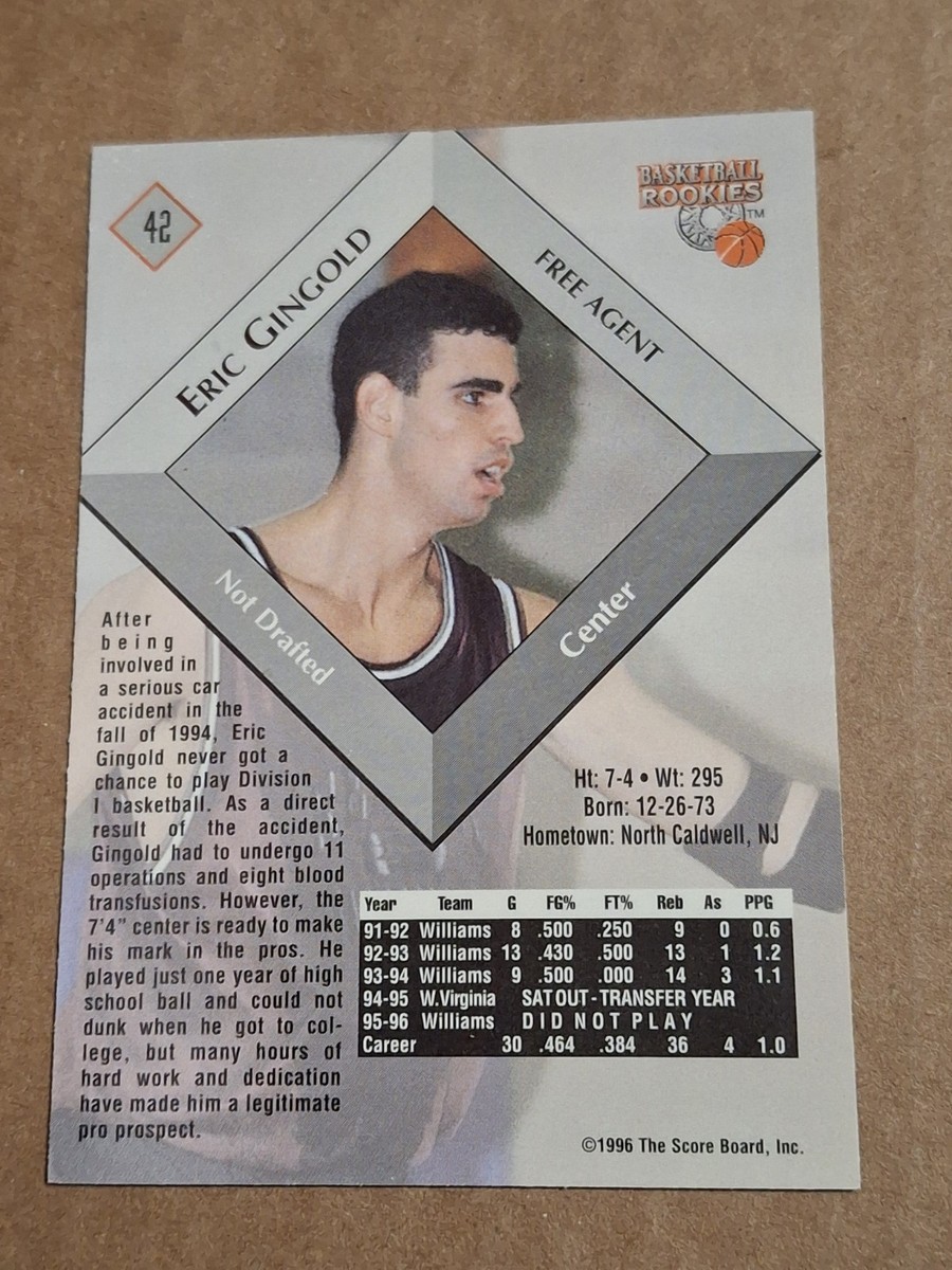 1996 ERIC GINGOLD SCORE BOARD NBA ROOKIE CARD RC #42 WILLIAMS | eBay