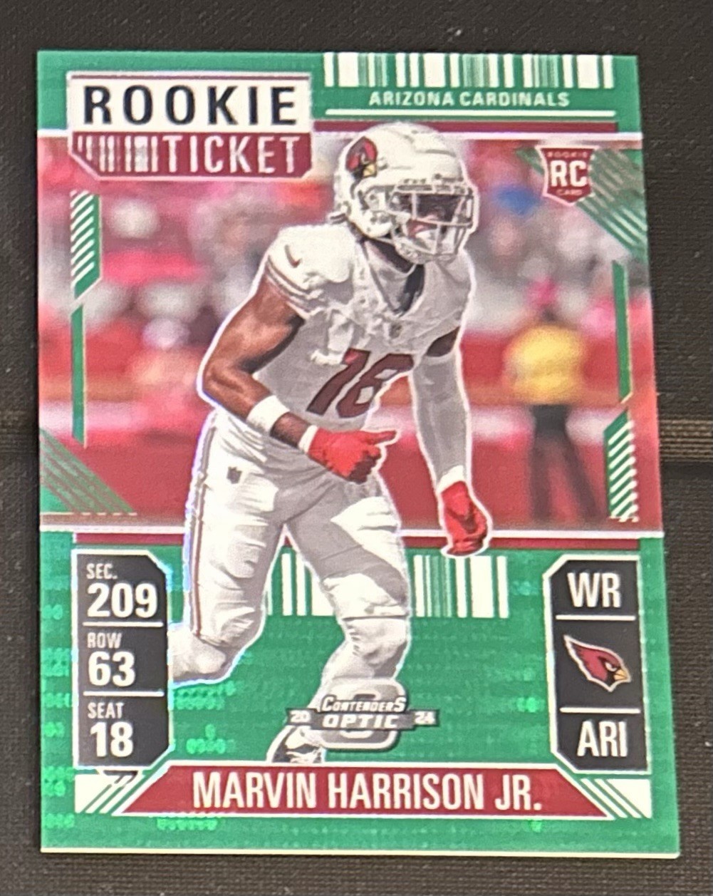 2024 Panini Contenders Optic Green Pulsar Prizm /49 Marvin Harrison Jr. RC #88