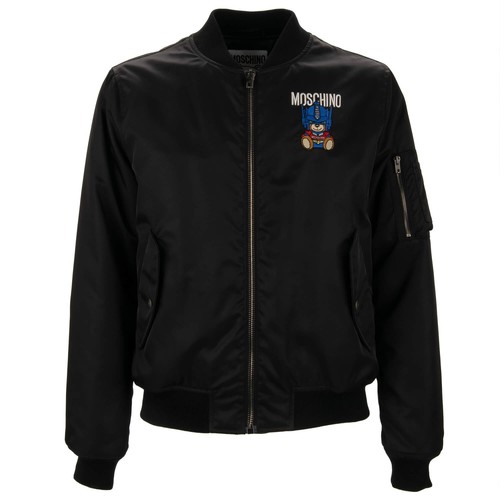 Moschino Couture, Moschino Couture Transformers Robot Embroidered Nylon Bomber Jacket, Black