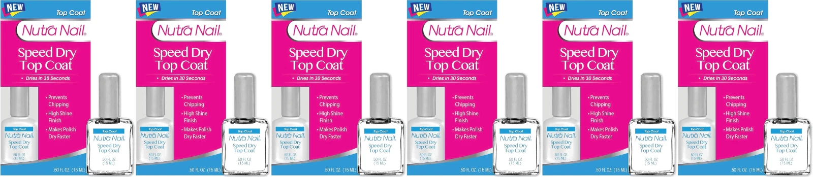 Nutra Nail Speed Dry Top Coat 6 Pack 30 Second Fast Dry Clear Polish Bulk