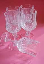 5 Leaded Crystal Wine Glasses Barware Arques Durand Longchamp Stemware France