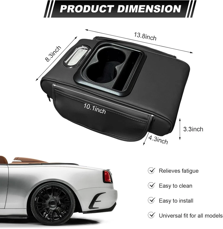 For TOYOTA Leather Armrest Mat Pad Storage Box Car Center Console Organizer - Image 2 of 4