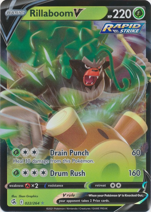 Holo Rillaboom V 022/264 Ultra Rare SWSH08: Fusion Strike