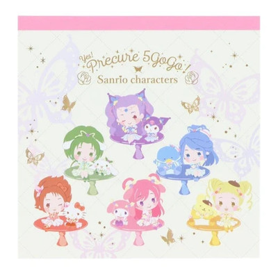 Yes! Precure 5 Gogo! x Sanrio Characters Square Memo Pad Made in Japan 2024