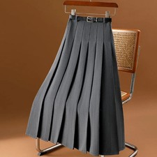 Lucyever All-Match Pleated Skirts Women Autumn Winter High Waist A-Line Folds Sk