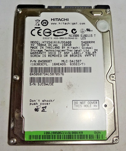 HITACHI *** HTS541616J9SA00*** 160 GB *** SATA HDD Notebook 2,5 Zoll #NFP1414