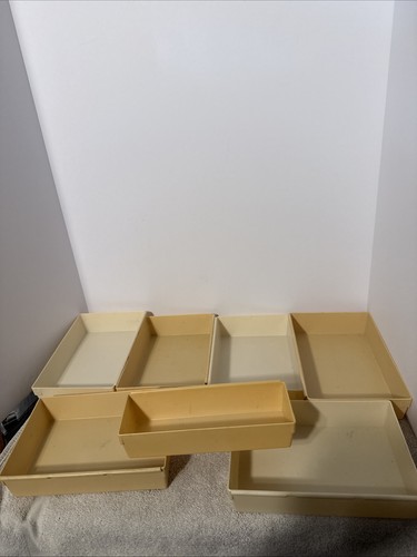 Vtg Rubbermaid Interlocking Drawer Organizers JBI-2916 Beige 9"x6"x2" Lot of 7  - Picture 1 of 18