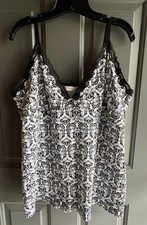 Lane Bryant Women's Top Camisole Tank 20/22 Lace Trim Black Stretch Babydoll