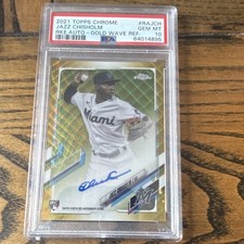 Topps 2021 Chrome Jazz Chisholm Rookie Autograph Gold Wave Refractor /50 PSA 10